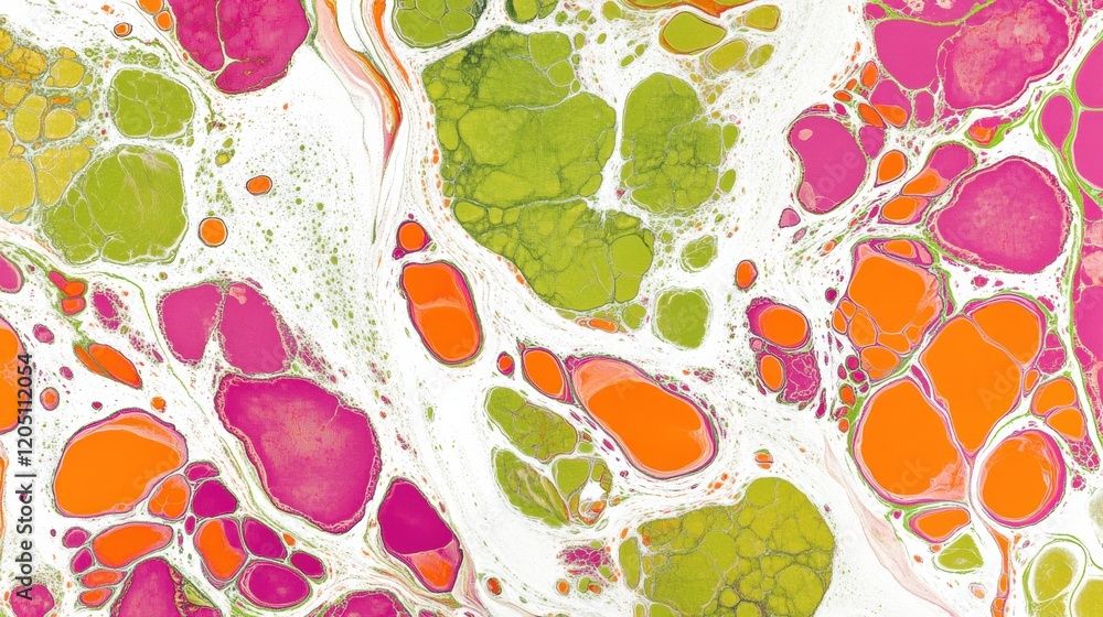 Poster exploring vibrant digital art colorful abstract patterns in a creative studio space