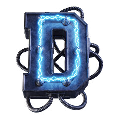 3d calligraphic with electric letter d