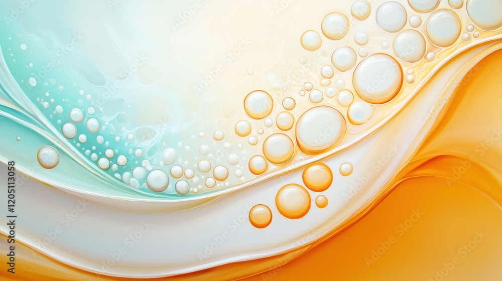 Poster abstract oil bubbles oil bubbles suspended in a transparent liquid, creating a three dimensional and