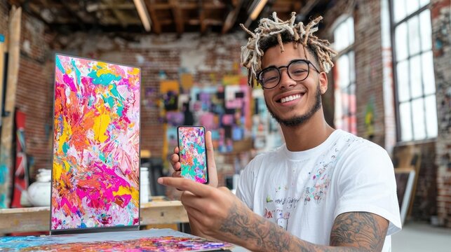 Generation creativity trends concept. A young innovator launching an app that connects emerging artists with global mentors and audiences