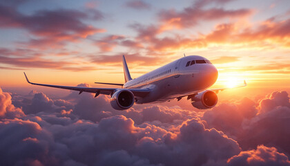 airplane in the sunset