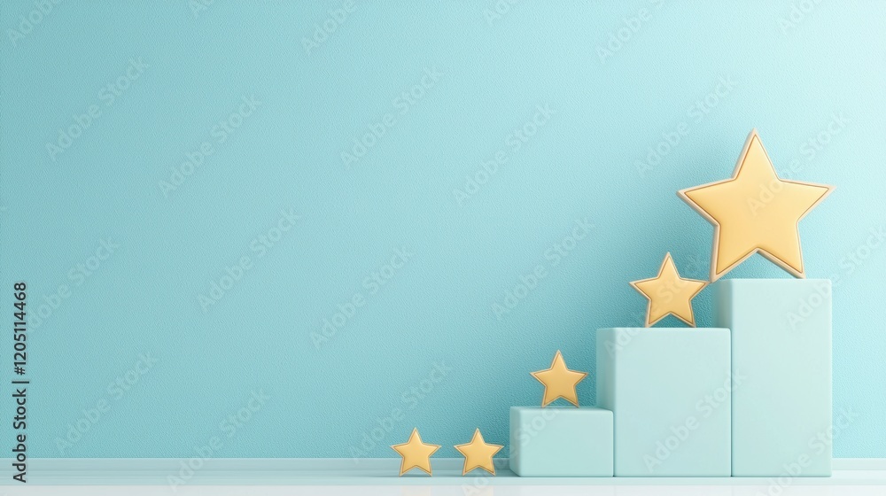 Poster product quality a group of products arranged in a row with checkmarks and five stars above each one,