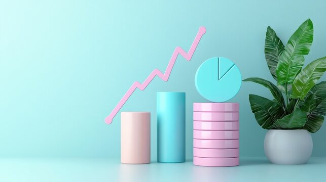 Business growth insights analyzing progress with colorful charts and minimalist design