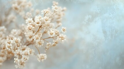 Fototapeta premium Delicate White Flowers on a Soft Blue Background