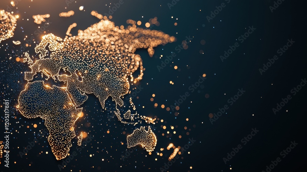 Poster artificial intelligence and machine learning world map with interconnected nodes representing ai net