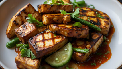 grilled steak with vegetables