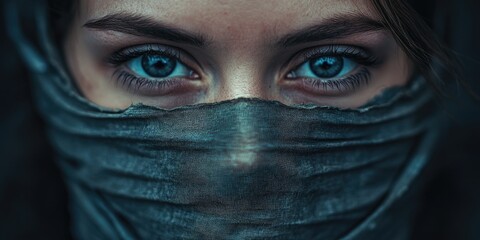 Naklejka premium Woman with covered face
