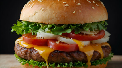 hamburger on black background