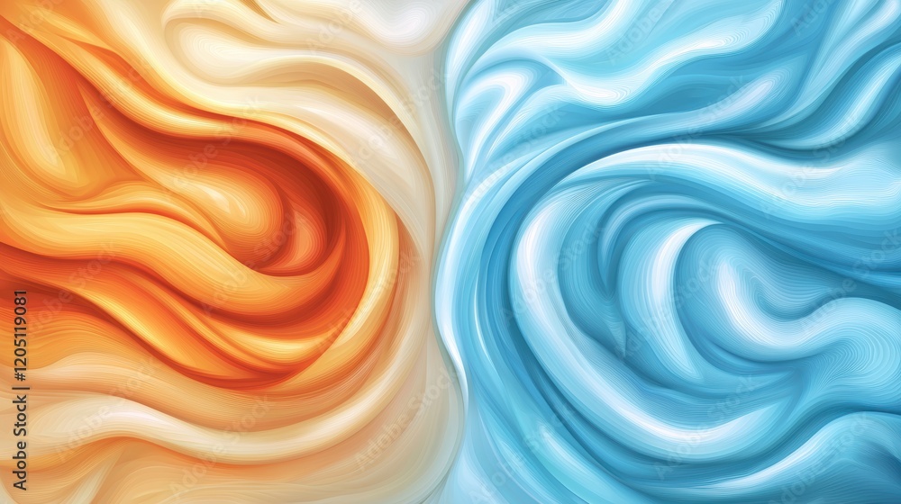 Poster warm vs. cool tones a gradient transitioning from fiery red to deep blue, evoking both warmth and co