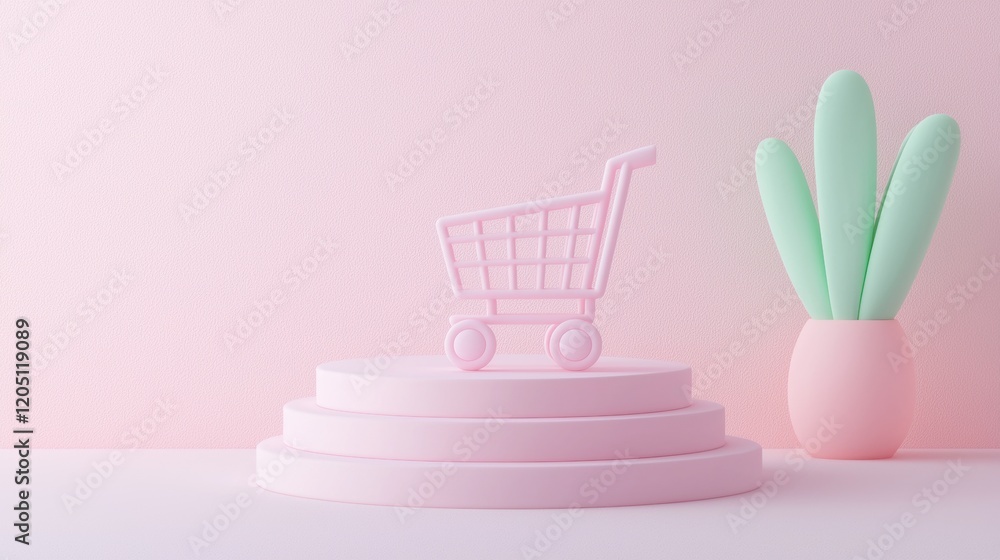 Poster minimalist icons a geometric, minimalist shopping cart icon using basic shapes for a modern and abst