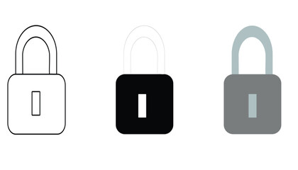  Lock Icon Vector set Illustration On White Stock Vector