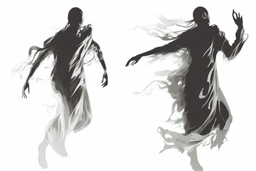 Fototapeta premium Ethereal Figures in Motion: A Study of Grace and Mystery