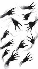 Ethereal Spectral Hands Reaching Out from Smoke
