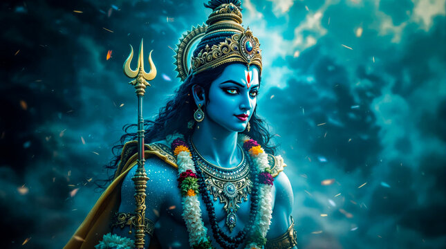 The tenth avatar of Vishnu, Kalki in a Mystical Atmosphere