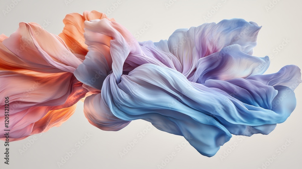 Poster flowing abstract fabric art digital creation soft colors fluid motion artistic expression