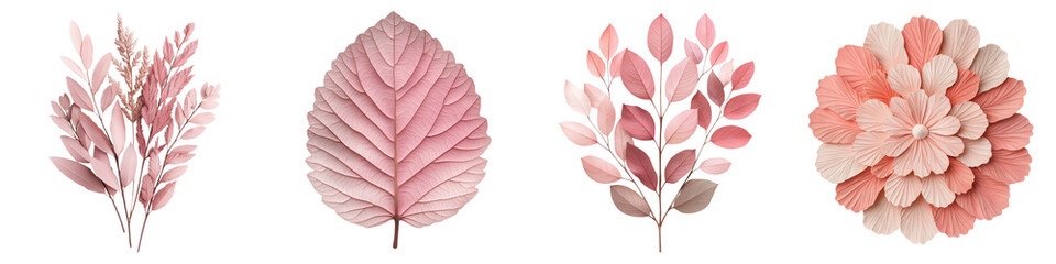 Pastel Autumn Leaves and Floral Elements Decorative Arrangement with Soft Feminine and Minimalist Aesthetic for Creative Design Fashion and Home Decor