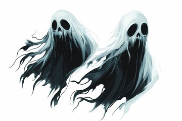 Ethereal Specters: A Digital Painting of Two Spectral Figures