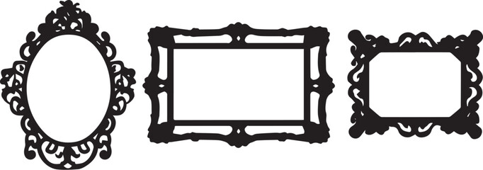 A set of frame silhouettes for flat design. Hand drawn vector illustration