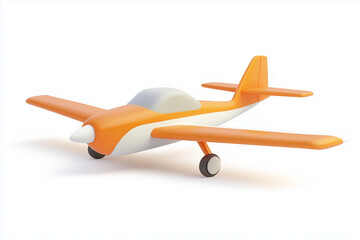 3D model airplane in orange and white isolated on a white background