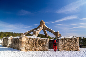 Naklejka premium Old construction to store snow, La Cava gran de Agres, or Cava Arquejada, in Alicante (Spain).