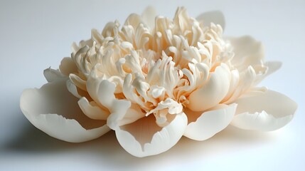 Creamy White Peony Flower in Close Up View