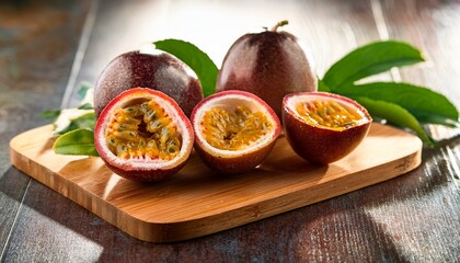 Healthy halved passion fruit