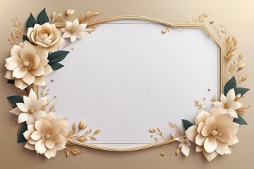 Vintage floral frame with pink roses and leaves on a textured background for invitations or decoration