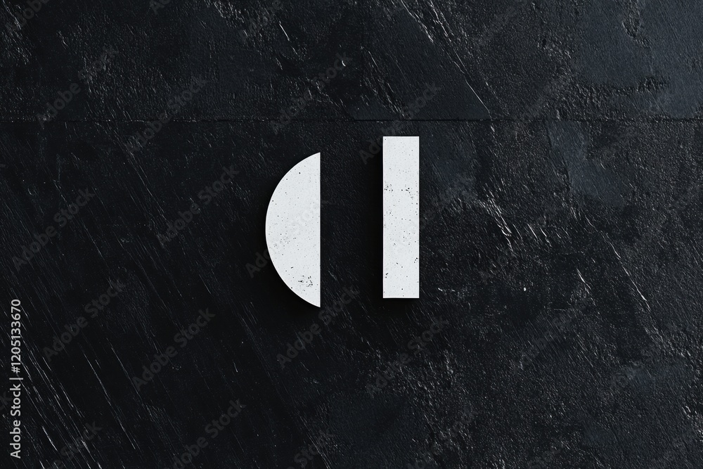 Aufkleber Minimalist design featuring geometric shapes on textured black background with contrasting white elements. Generative AI