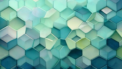 Fototapeta premium Modern geometric design featuring teal and aqua honeycomb shapes