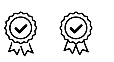 Approval check big icon set. Verified, certified, medal, correct mark, award ribbon, badge, quality certify sign - stock.