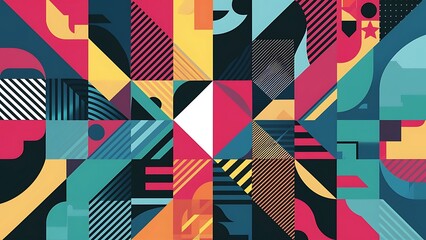 Obraz premium Geometric abstract background with abstract geometric shapes. Concept of creative technology, digital art, social communication, modern science for poster, cover, banner, brochure, website