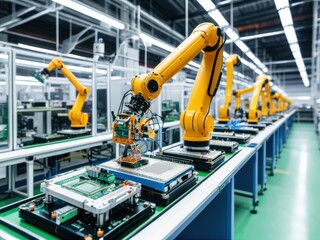 Advanced robotic assembly line in a modern factory
