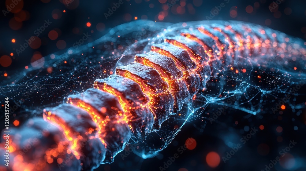 Aufkleber radiant spine animation digital art abstract visualization futuristic environment close-up view conc