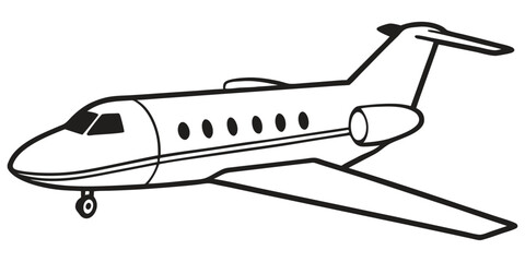 Private jet line art vector illustration