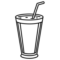Chic Smoothie Glass Line Art Drawing