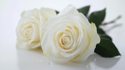 Beautiful Roses with Drops of Water and Dewy Petals Closeup Photography







