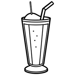 Chic Smoothie Glass Line Art Drawing