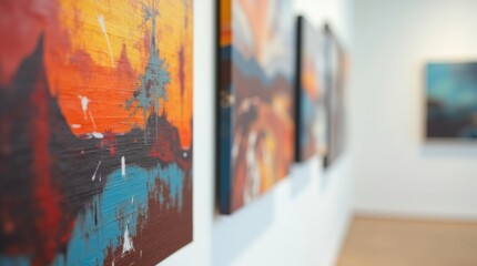 Close-up of an abstract painting with visible brush strokes and vibrant colors, ideal for art appreciation and gallery exhibition concepts.