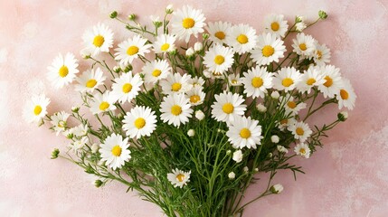 Fototapeta premium A Lovely Bouquet of White Daisies on Pink
