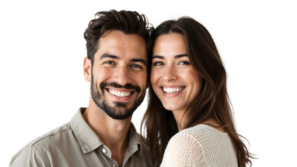 Close-Up of a Couple Standing Close Together isolated on white transparent background.