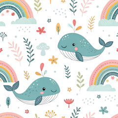 cartoon whales - seamless pattern for your design