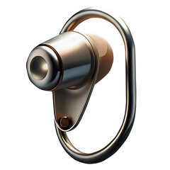 Fototapeta premium Earbud in Close-Up: A sleek, metallic earbud with a minimalist design and comfortable fit, isolated against a clean background, highlighting its modern aesthetics and high-quality construction.