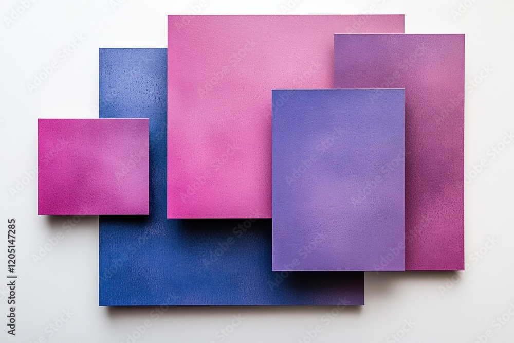 Poster colorful abstract art composition with pink and purple canvases on a white background enhancing mode