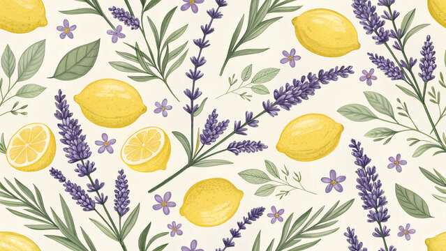 lavender with lemons - seamless pattern for your design