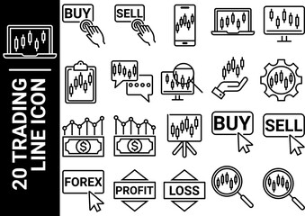 20 trading line icon, black and white