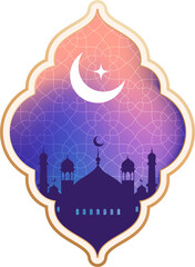 Ramadan window with night skies