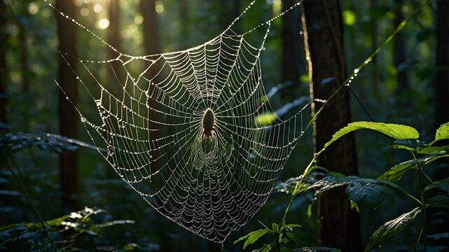 spider web with dew drops