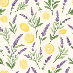 lavender with lemons - seamless pattern for your design