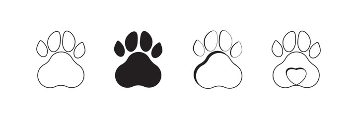 Paw icon set vector. paw print sign and symbol.