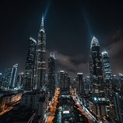city skyline at night